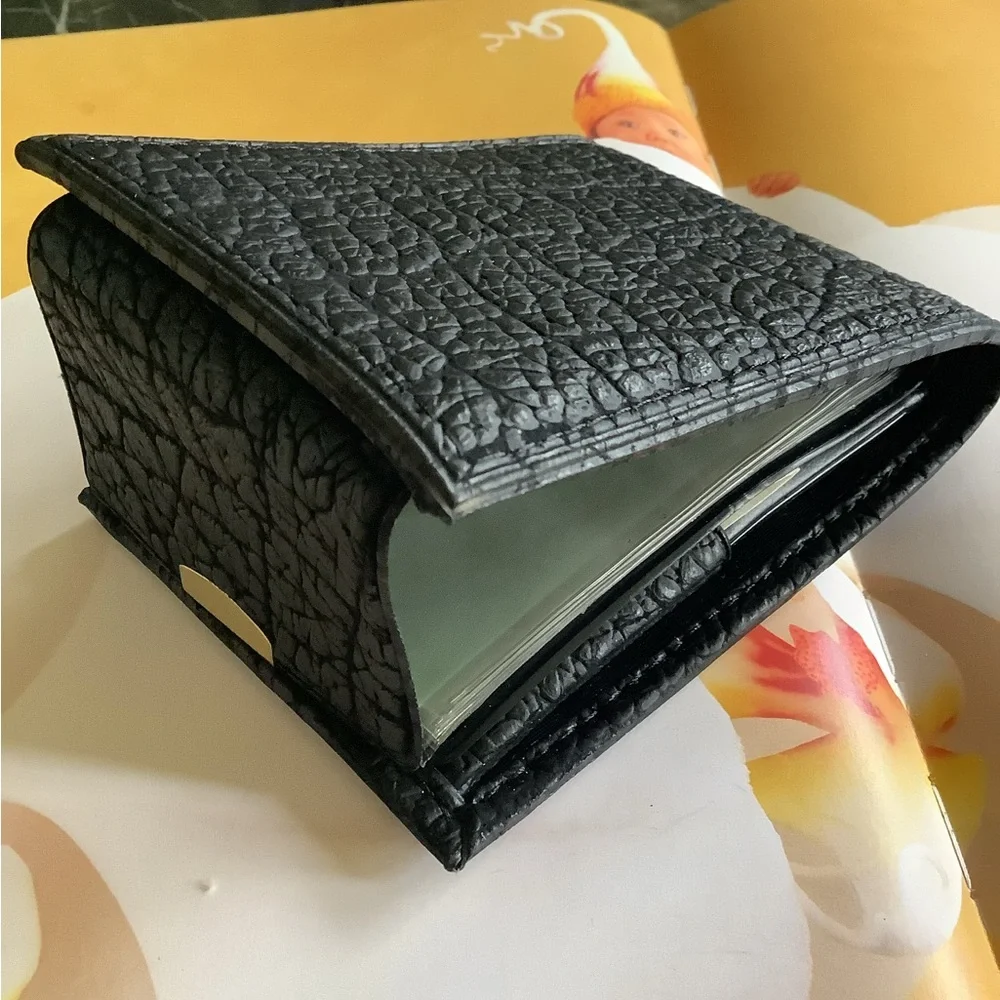 New vintage elephant hide of vitron mens black bil-fold wallet